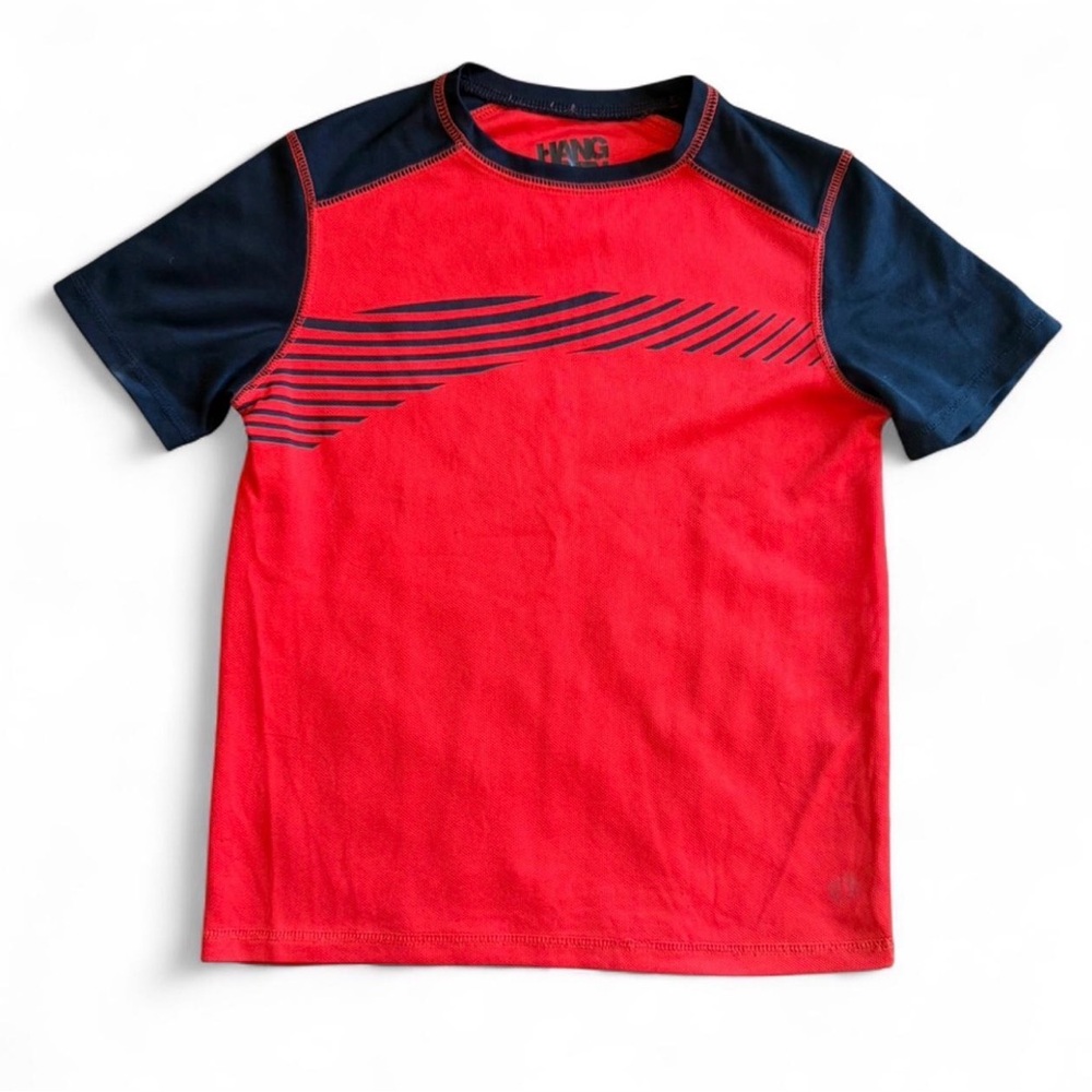 Hang Ten Boys Performance Tee Red & Black Wave Graphic Size S